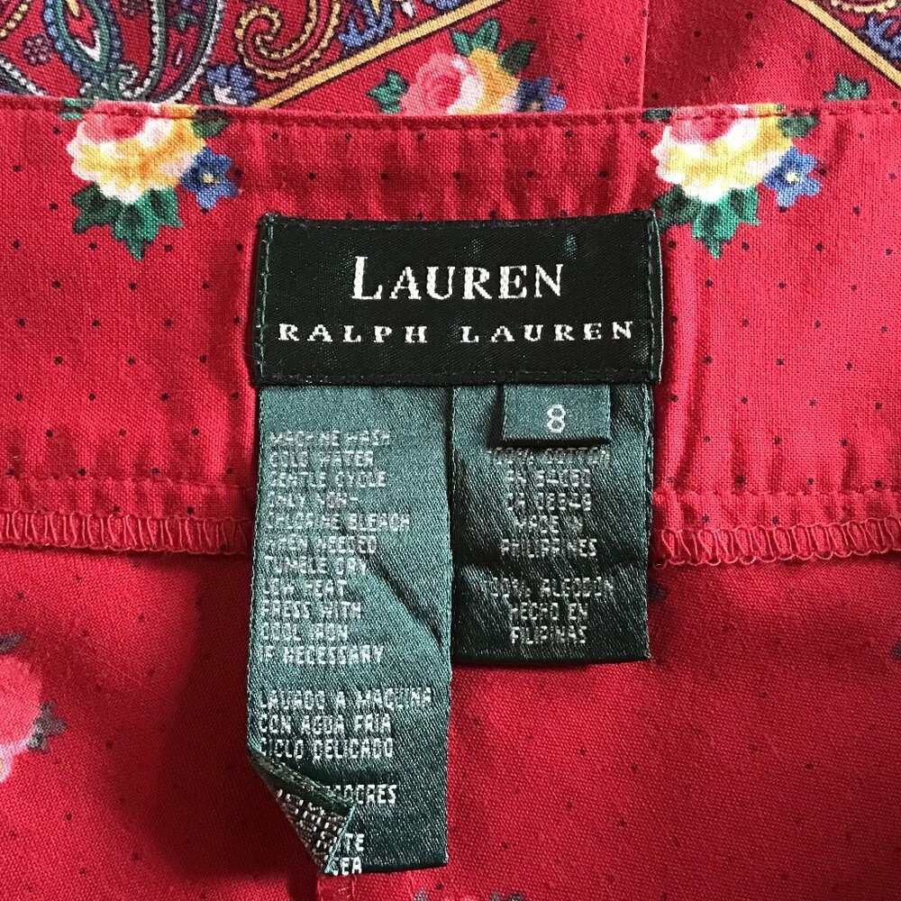LAUREN RALPH LAUREN Vintage Red Floral Maxi Skirt – 8 - Picture 6 of 6